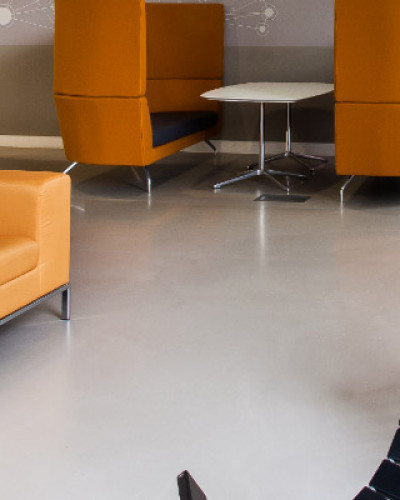 Poured resin office floors